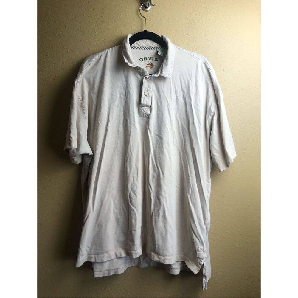 Orvis Men’s Polo Shirt Tan 100% Cotton Soft Size XL - Picture 3 of 9